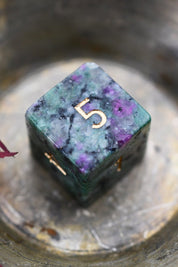 Red Ruby in Ziosite Gemstone Dice Set - GAMETEEUK