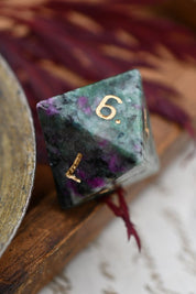 Red Ruby in Ziosite Gemstone Dice Set - GAMETEEUK