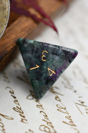 Red Ruby in Ziosite Gemstone Dice Set - GAMETEEUK