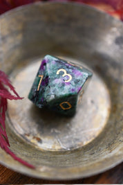 Red Ruby in Ziosite Gemstone Dice Set - GAMETEEUK