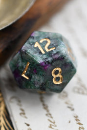 Red Ruby in Ziosite Gemstone Dice Set - GAMETEEUK