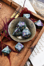 Red Ruby in Ziosite Gemstone Dice Set - GAMETEEUK