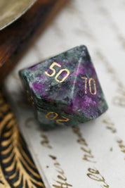 Red Ruby in Ziosite Gemstone Dice Set - GAMETEEUK