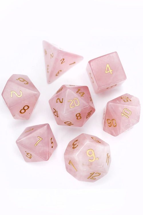Rose Quartz Gemstone Dice Set - GAMETEEUK