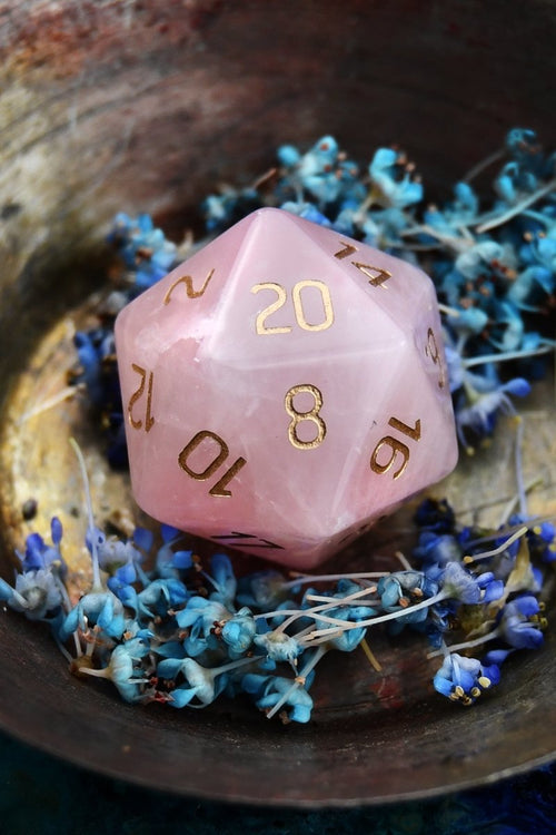 Rose Quartz Gemstone Dice Set - GAMETEEUK