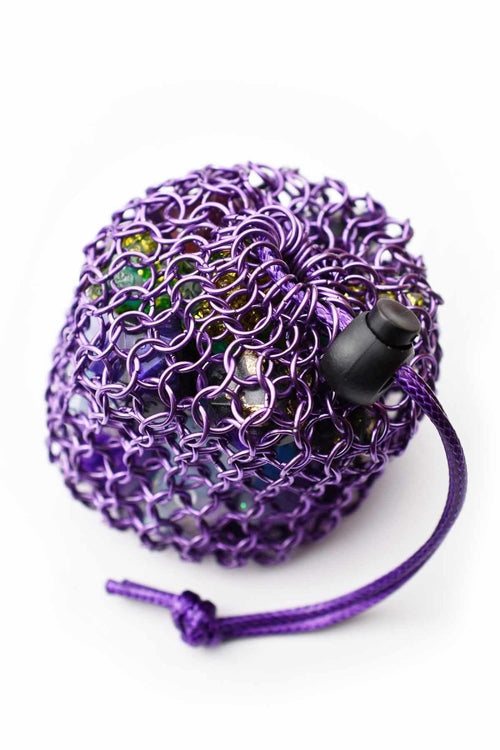 Royal Purple Stainless Steel Chainmail Dice Bag - GAMETEEUK
