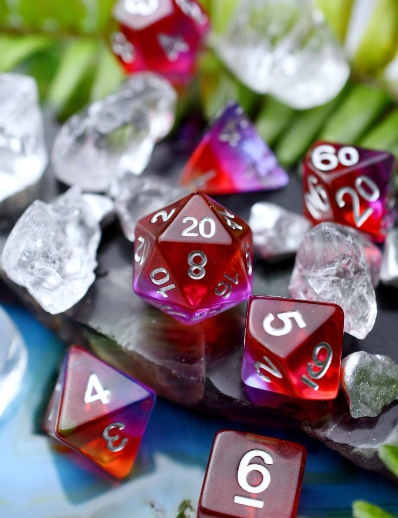 Scarlet Pimpernel - Layered Acrylic Dice Set - GAMETEEUK