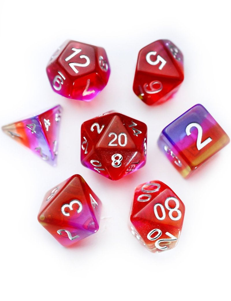 Scarlet Pimpernel - Layered Acrylic Dice Set - GAMETEEUK