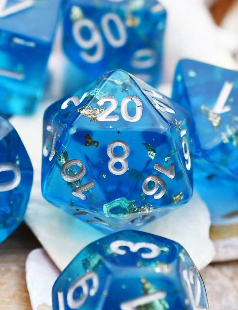 Shipwreck 24k Gold Flake - Acrylic Dice Set - GAMETEEUK