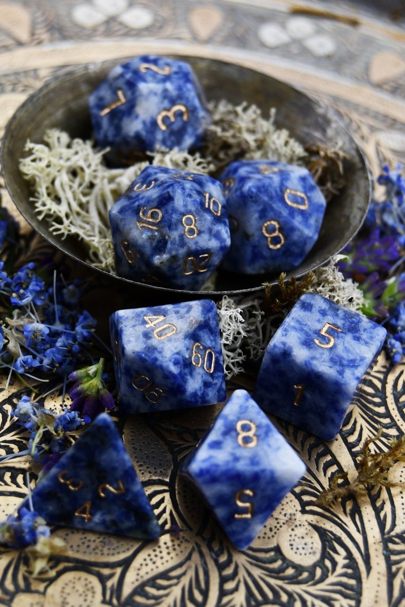 Sodalite Gemstone Dice Set - GAMETEEUK