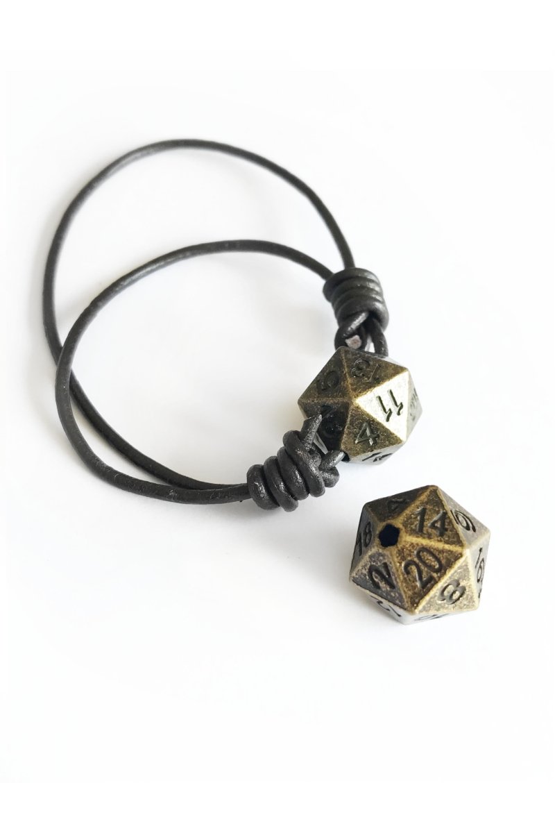 Solid Brass D20 Draw Cord Caps / Beads - GAMETEEUK