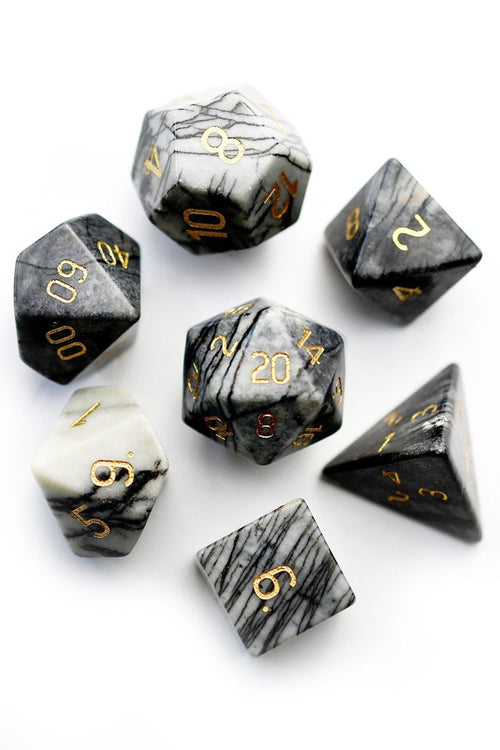 Spiderweb Jasper Gemstone Dice Set - GAMETEEUK