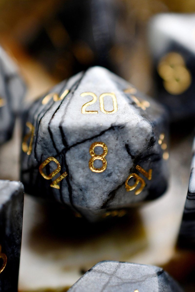 Spiderweb Jasper Gemstone Dice Set - GAMETEEUK