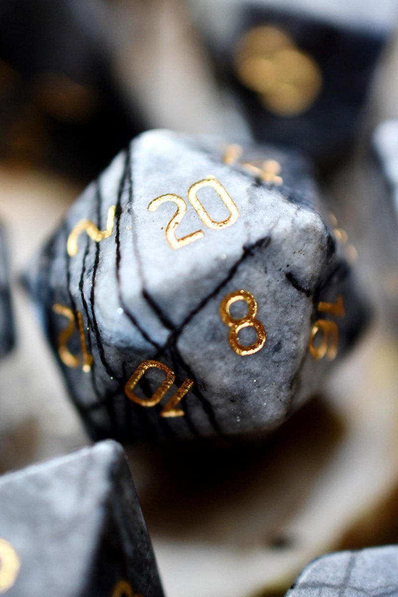 Spiderweb Jasper Gemstone Dice Set - GAMETEEUK
