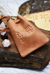 Tan Leather Dice Pouch - GAMETEEUK