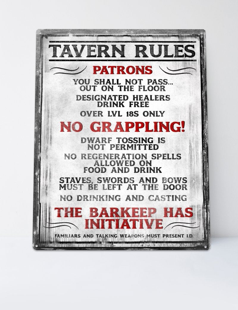 Tavern Rules - Large Tin Sign - GAMETEEUK
