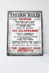 Tavern Rules - Large Tin Sign - GAMETEEUK