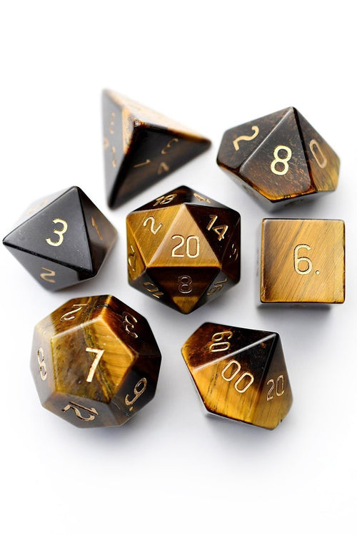 Tiger's Eye Gemstone Dice Set - GAMETEEUK
