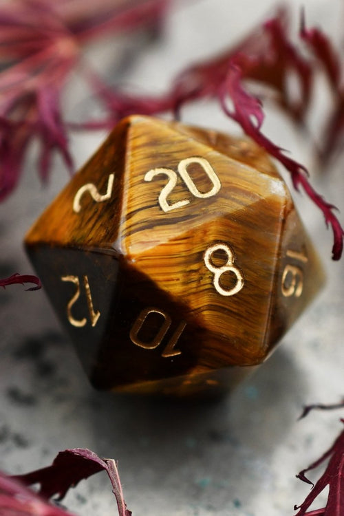 Tiger's Eye Gemstone Dice Set - GAMETEEUK