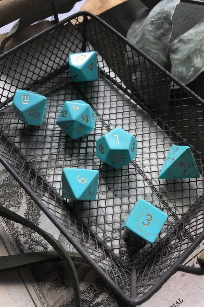 Turquoise Gemstone Dice Set - GAMETEEUK