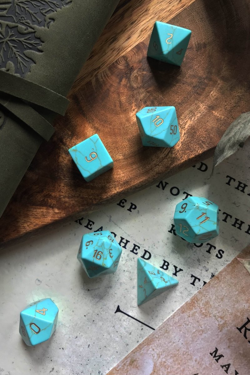 Turquoise Gemstone Dice Set - GAMETEEUK