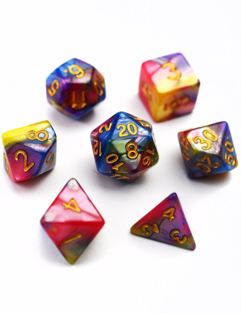 Tutti Fruiti - Harlequin Acrylic Dice Set - GAMETEEUK