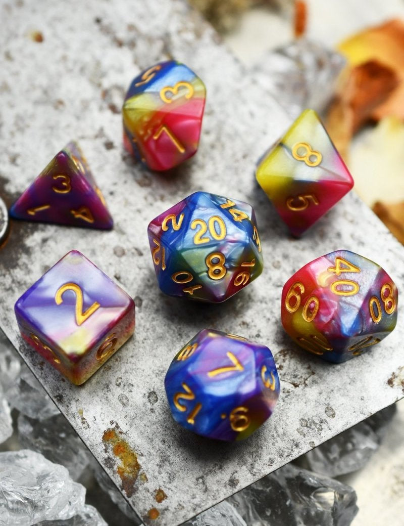Tutti Fruiti - Harlequin Acrylic Dice Set - GAMETEEUK