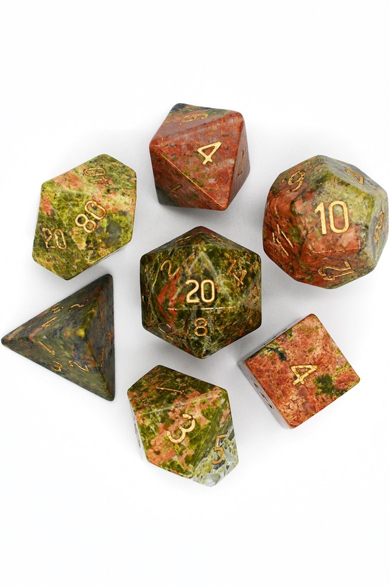 Unakite Gemstone Dice Set - GAMETEEUK
