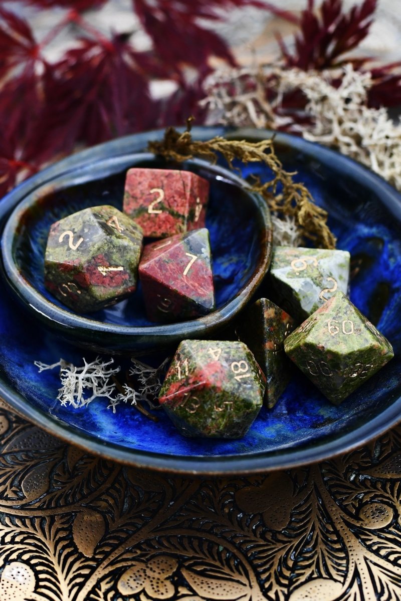 Unakite Gemstone Dice Set - GAMETEEUK
