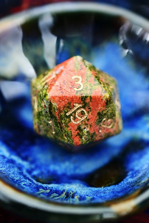 Unakite Gemstone Dice Set - GAMETEEUK