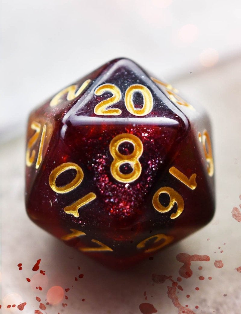 Vampiric Kiss - Blood Drop Acrylic Dice Set - GAMETEEUK