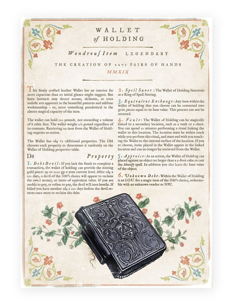 Wallet of Holding - Printable Item - GAMETEEUK